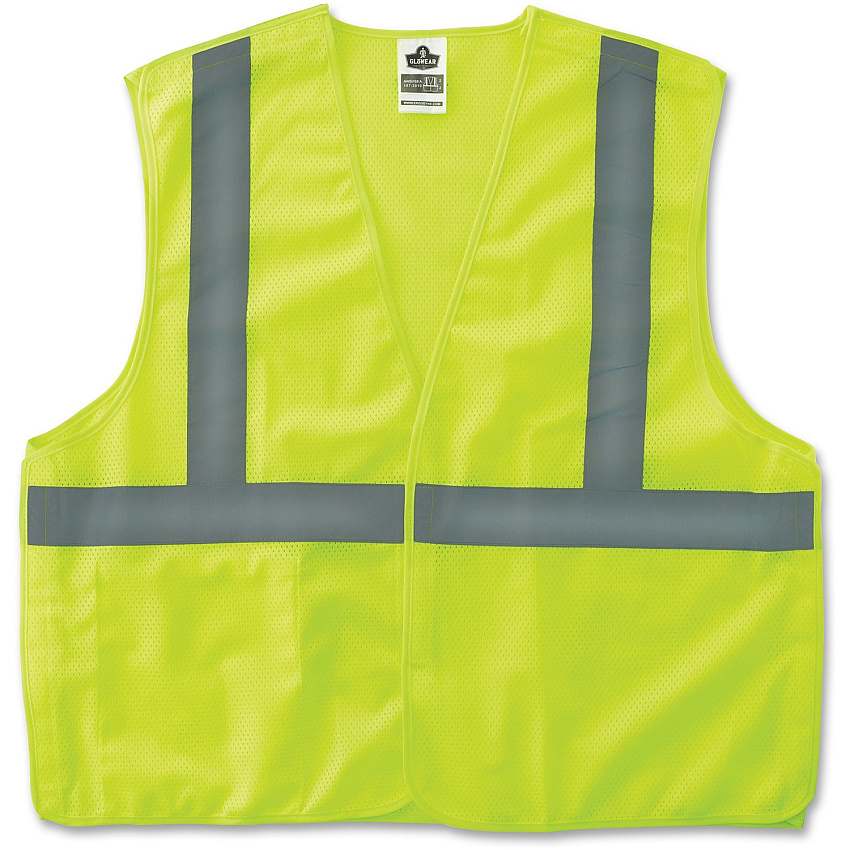 GloWear Lime Econo Breakaway Vest 2-Xtra Large/3-Xtra Large - Lime - Reflective, Machine Washable, Lightweight, Hook & Loop Closure, Pocket - 1 Each (21077)