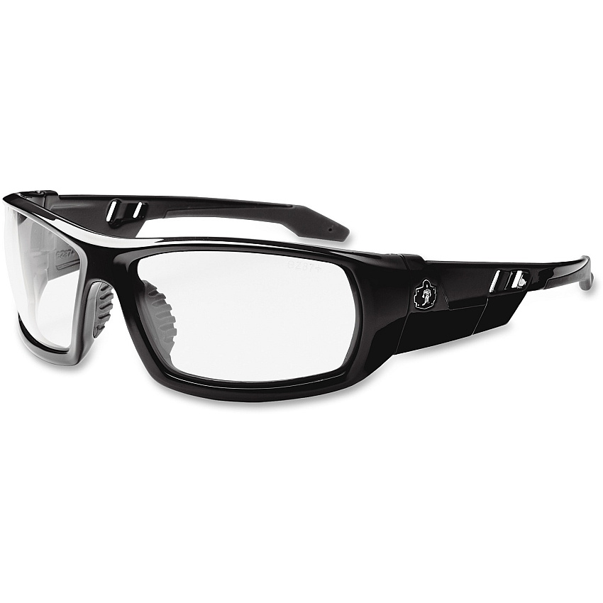 Ergodyne Skullerz Fog-Off Clear Lens Safety Glasses Ultraviolet Protection - Black - Durable, Flexible, Non-slip, Scratch Resistant, Anti-fog, Perspiration Resistant - 1 Each (50003)
