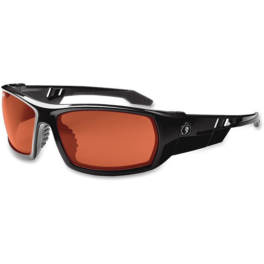 Ergodyne Skullerz Odin Copper Lens Safety Glasses Ultraviolet Protection - Black - Copper Lens - Durable, Flexible, Non-slip, Scratch Resistant, Anti-fog, Perspiration Resistant, Comfortable - 1 Each (50020)