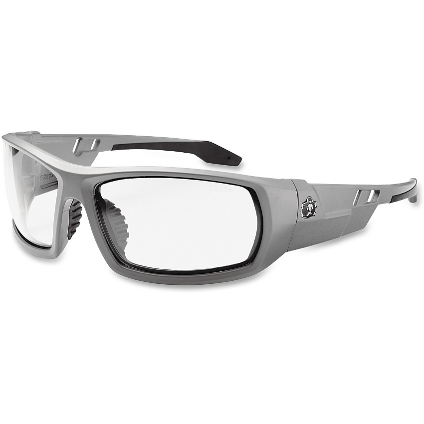 Ergodyne Clear Lens/Gray Frame Safety Glasses Ultraviolet Protection - Clear Lens - Matte Gray Frame - Durable, Flexible, Non-slip, Scratch Resistant, Anti-fog, Perspiration Resistant, Comfortable - 1 Each (50100)