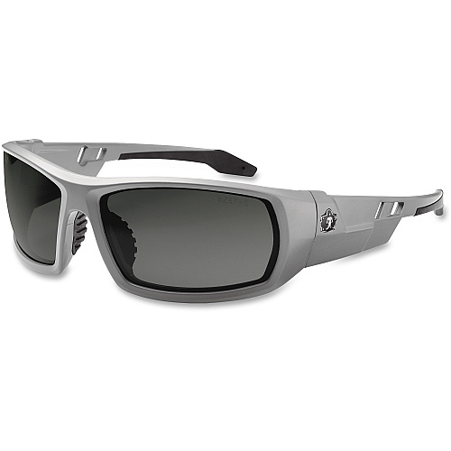 Ergodyne Fog-Off Smoke Lens/Gray Frame Safety Glasses Ultraviolet Protection - Gray - Durable, Flexible, Non-slip, Scratch Resistant, Anti-fog, Perspiration Resistant - 1 Each (50133)