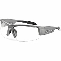 Ergodyne Clear Lens/Gray Half Frame Safety Glasses Ultraviolet Protection - Clear, Smoke Lens - Matte Gray Frame - Durable, Flexible, Non-slip, Scratch Resistant, Perspiration Resistant, Comfortable - 1 Each (52100)