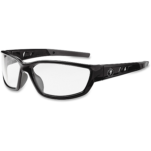 Ergodyne Kvasir Clear Lens Safety Glasses Medium - Ultraviolet Protection - Black - Durable, Flexible, Non-slip, Scratch Resistant, Perspiration Resistant, Lightweight, Comfortable - 1 Each (53000)