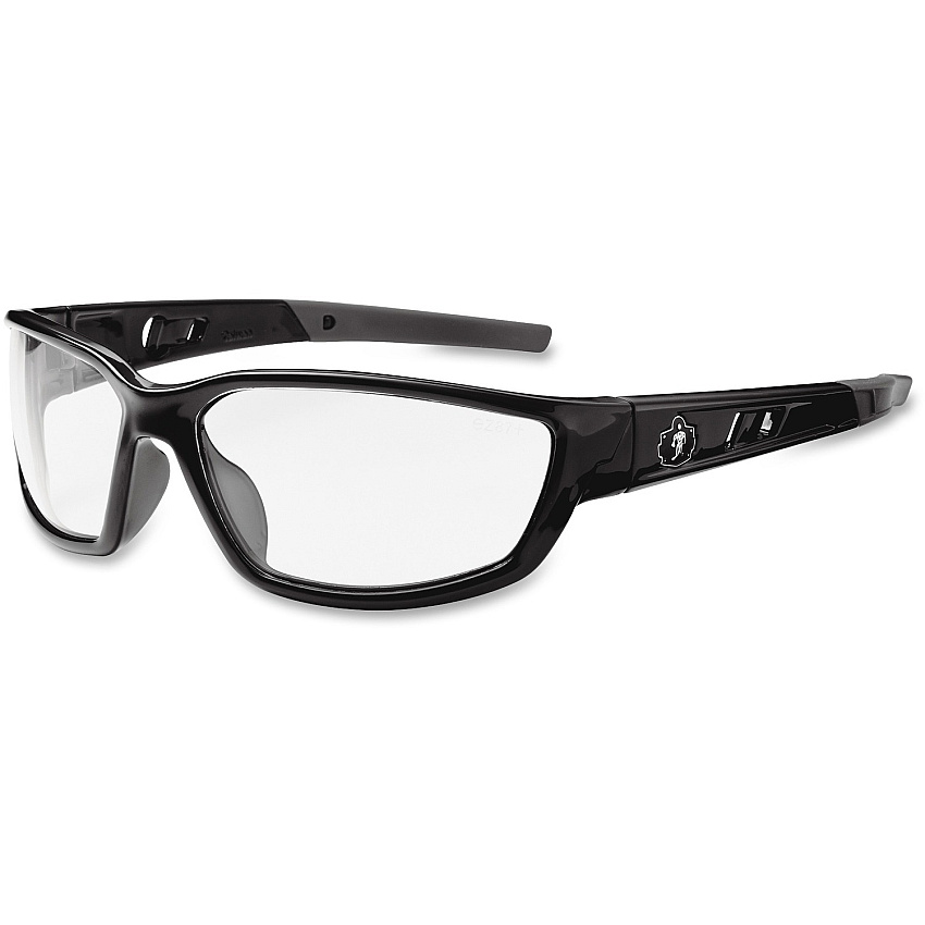 Ergodyne Kvasir Clear Lens Safety Glasses Medium - Ultraviolet Protection - Black - Durable, Flexible, Non-slip, Scratch Resistant, Perspiration Resistant, Lightweight, Comfortable - 1 Each (53000)