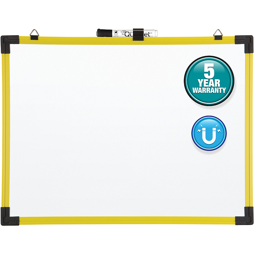 Quartet Industrial Magnetic Whiteboard 48" (4 ft) Width x 36" (3 ft) Height - White Painted Steel Surface - Bright Yellow Aluminum Frame - Rectangle - Horizontal - Magnetic - 1 Each (724126)