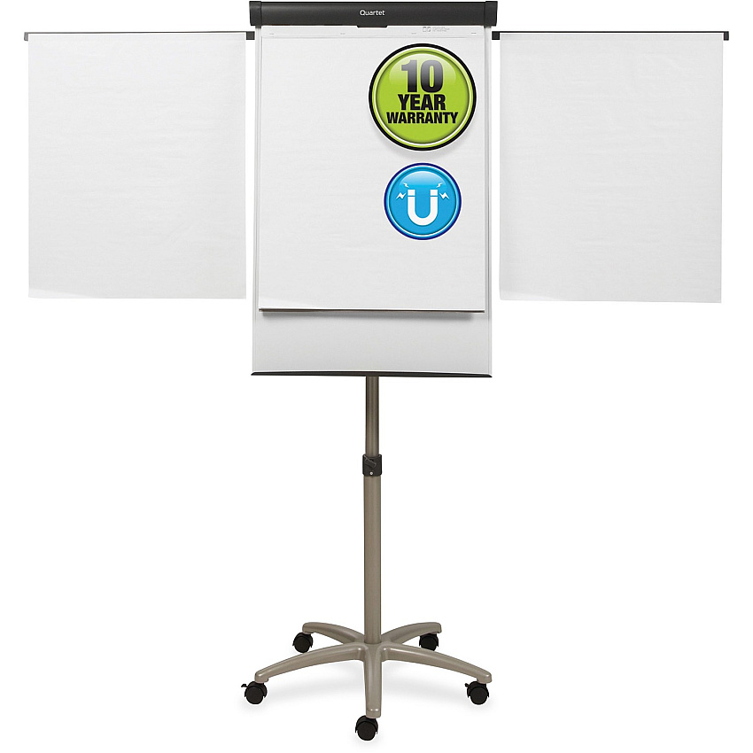 Quartet Compass Nano-Clean Magnetic Mobile Presentation Easel 36" (3 ft) Width x 24" (2 ft) Height - White Painted Steel Surface - Graphite Aluminum Frame - Horizontal - Magnetic - 1 Each (ECM32EU)