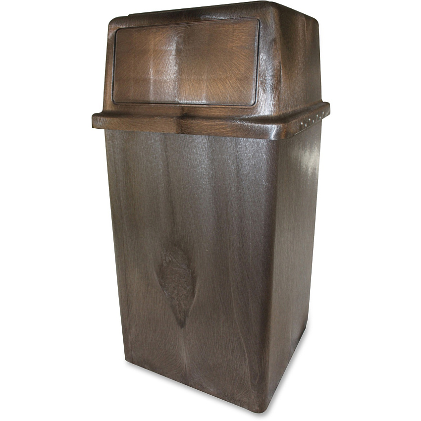 Vanguard 45-gallon In/Outdoor Receptacle 45 gal Capacity - 42" Height x 21.8" Width x 21.8" Depth - Polyethylene, Structural Foam - Brown - 1 / Carton (87504)