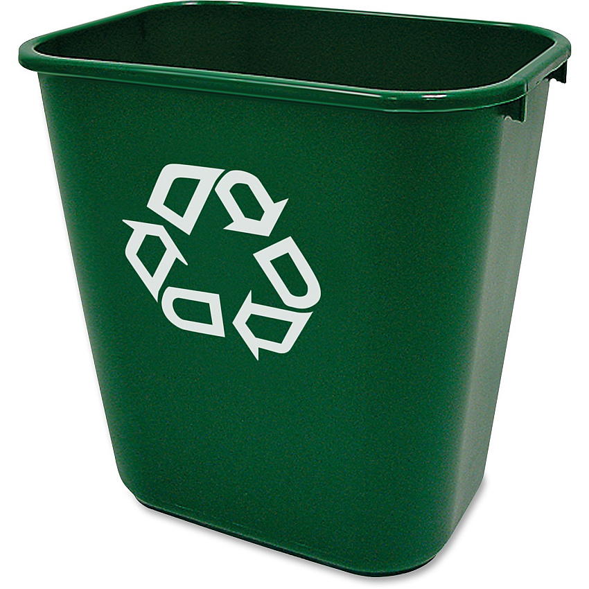 Rubbermaid Commercial Deskside Recycling Container 7.03 gal Capacity - Rectangular - 15" Height x 10.2" Width - Plastic - Green - 12 / Carton (295606GN)