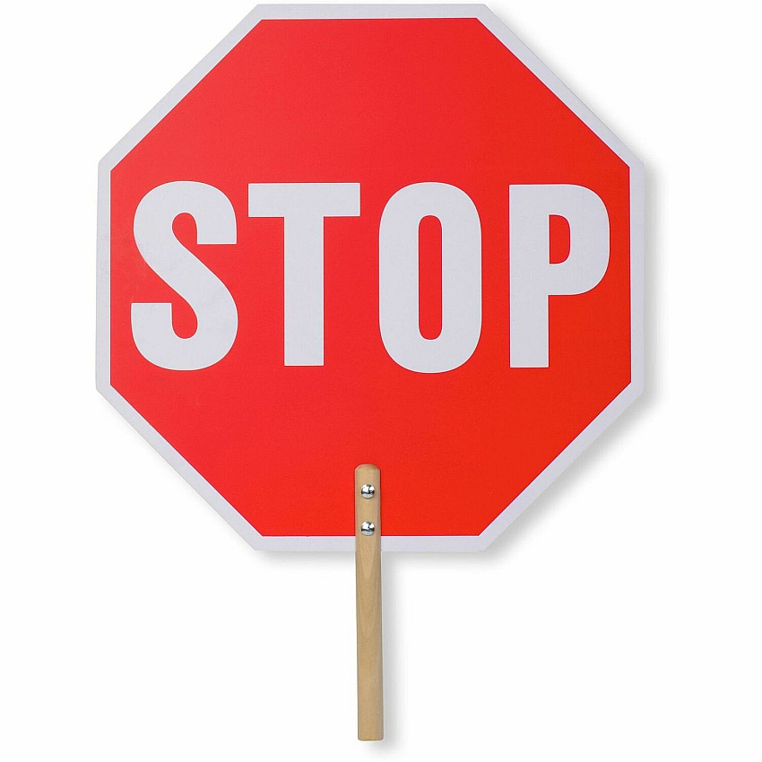 Tatco Handheld Stop Sign Print/Message "Stop" - 18" Width x 18" Height x 0.2" Depth - White Print/Message Color - Double Sided - Weather Proof, Long Lasting, Lightweight, Comfortable Grip - Wood - 1 Each (17520)