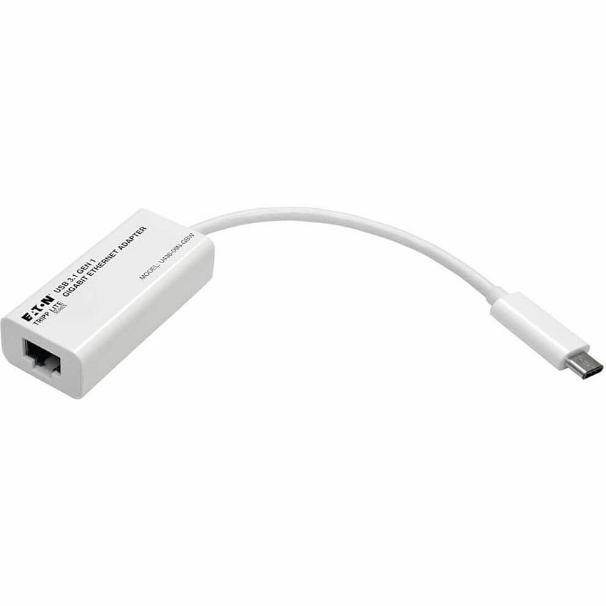 Eaton Tripp Lite Series USB-C to Gigabit Network Adapter, Thunderbolt 3 Compatibility - White USB 3.1 - 1 Port(s) - 1 - Twisted Pair - 10/100/1000Base-T (U43606NGBW)
