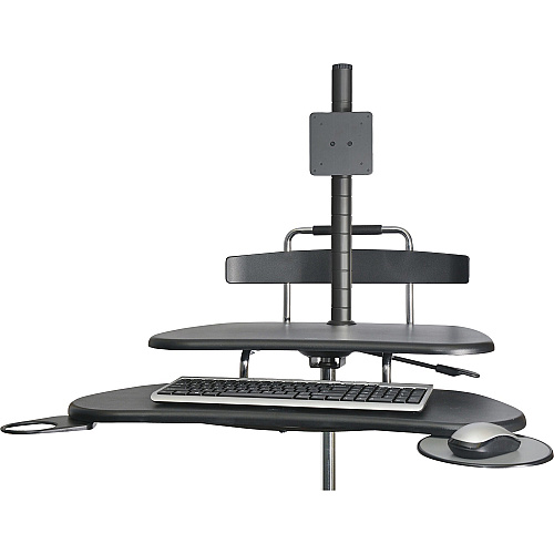 Kantek Mobile Height Adjustable Computer Workstation w/ LCD Mount Height Adjustable - 48.50" Height x 27.50" Width x 25" Depth - Computer - Assembly Required - Black - Steel, ABS Plastic - 1 Each (STS240)