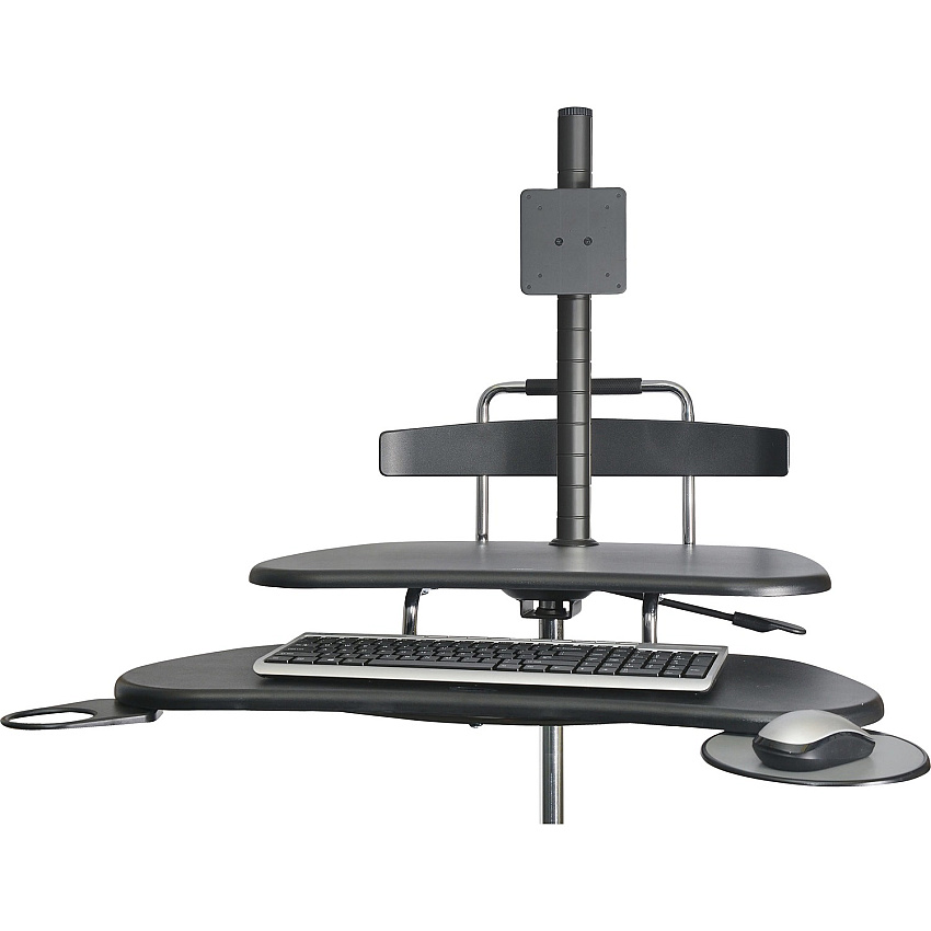 Kantek Mobile Height Adjustable Computer Workstation w/ LCD Mount Height Adjustable - 48.50" Height x 27.50" Width x 25" Depth - Computer - Assembly Required - Black - Steel, ABS Plastic - 1 Each (STS240)