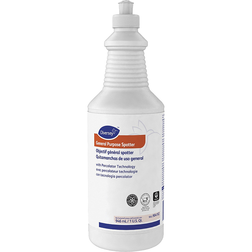 Diversey General Purpose Spotter For Multipurpose - 32 fl oz (1 quart) - Recommended For: Soil Remover, Stain Remover, Coffee Remover, Tea Remover, Organic Matter Remover - Clear - 1 Each (904192)