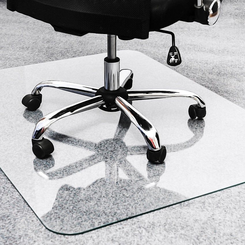 Cleartex Glaciermat Glaciermat&reg; Heavy Duty Glass Chair Mat for Hard Floors & Carpets - 40" x 53" Hard Floor, Home, Office, Carpet - 53" Length x 40" Width x 0.200" Depth x 0.200" Thickness - Rectangular - Tempered Glass - Crystal Clear - 1  (124053EG)