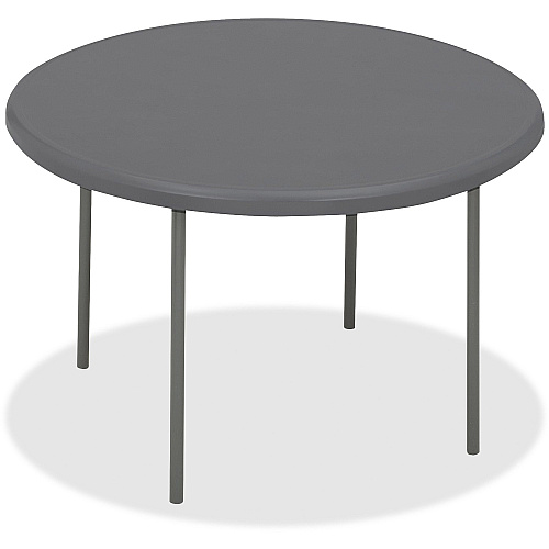 Iceberg IndestrucTable TOO Folding Table Round Top - Four Leg Base - 4 Legs x 2" Table Top Thickness x 60" Table Top Diameter - Indoor, Outdoor - Charcoal, Powder Coated - High-density Polyethylene (HDPE), Steel - 1 Each (65267)