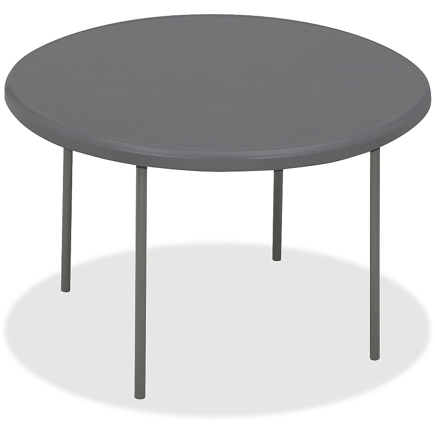Iceberg IndestrucTable TOO Folding Table Round Top - Four Leg Base - 4 Legs x 2" Table Top Thickness x 60" Table Top Diameter - Indoor, Outdoor - Charcoal, Powder Coated - High-density Polyethylene (HDPE), Steel - 1 Each (65267)
