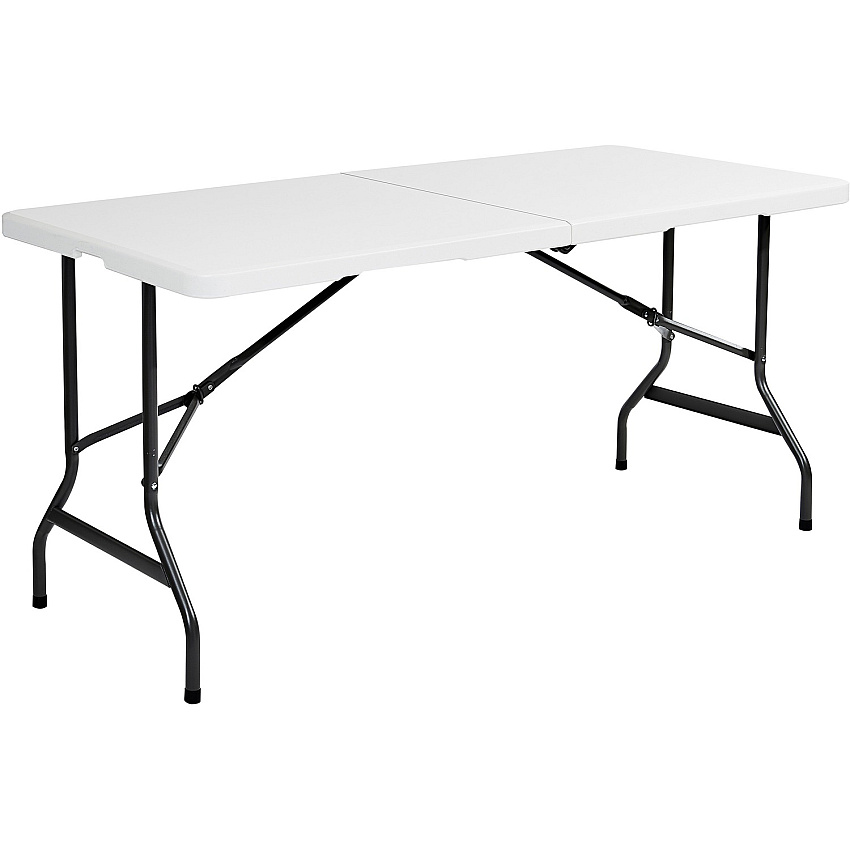 Iceberg IndestrucTable TOO Bifold Table Rectangle Top - Height Adjustable - 96" Table Top Length x 30" Table Top Width x 2" Table Top Thickness - 29" Height - Indoor, Outdoor - Platinum, Powder Coated - Tubular Steel - High-density Polyethylene (H (65473)