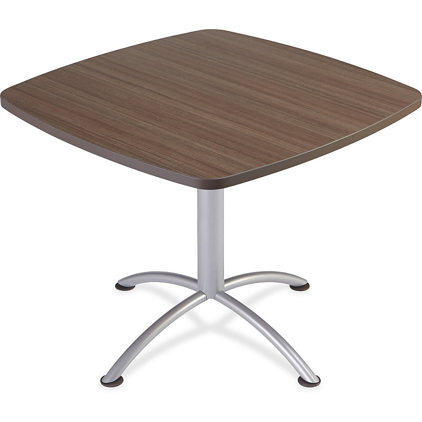Iceberg iLand 29"H Square Hospitality Table Square Top - Powder Coated Silver Base - Contemporary Style - 36" Table Top Length x 36" Table Top Width x 1.13" Table Top Thickness - 29" Height - Assembly Required - Laminated, Teak - Particleboard - 1 (69727)