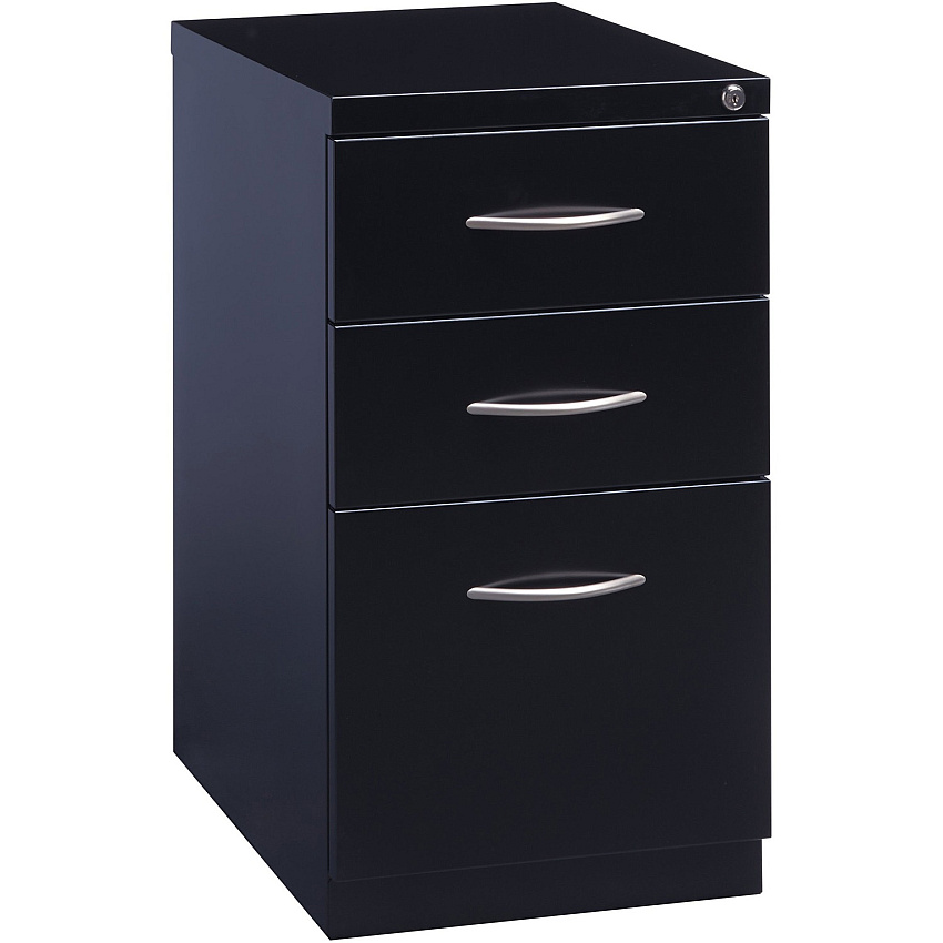 Lorell Premium Box/Box/File Mobile File Cabinet with Arch Pull 15" Width x 22.9" Depth x 27.8" Height - 3 x Drawer(s) for Box, File - Letter - Ball-bearing Suspension, Drawer Extension, Durable, Pencil Tray - Black - Steel - Recycled (LLR79129)