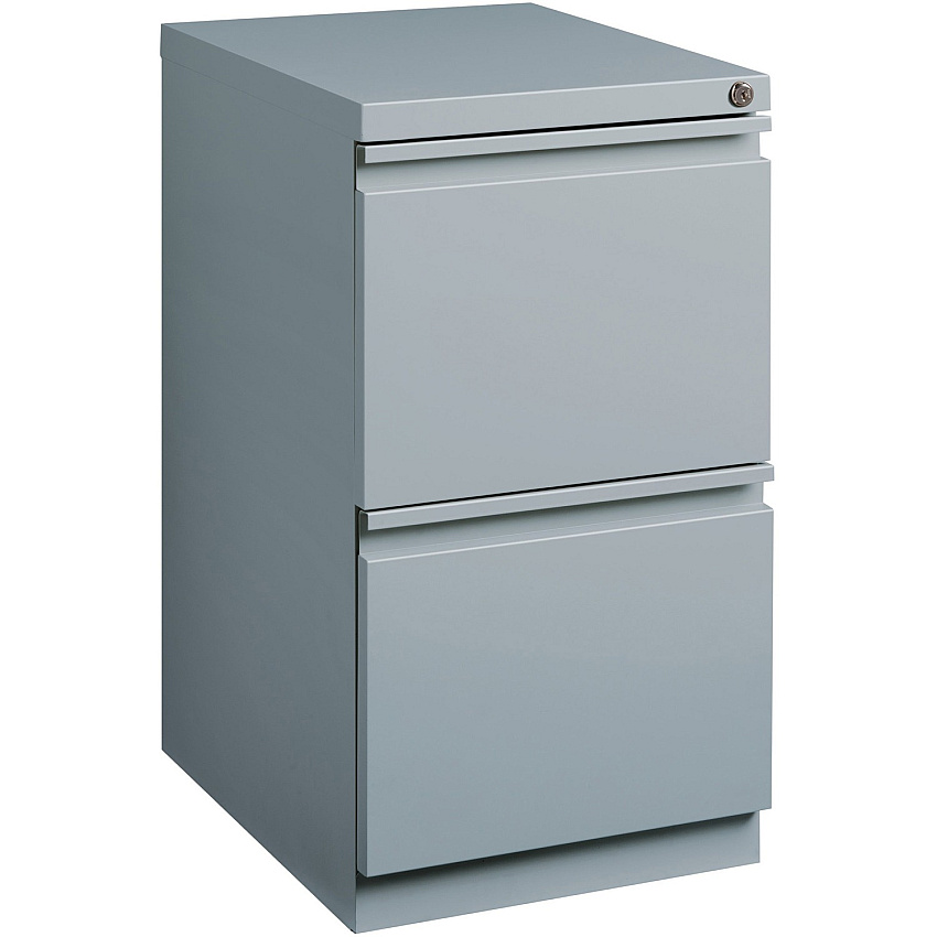 Lorell 20" File/File Mobile File Cabinet with Full-Width Pull 15" Width x 19.9" Depth x 27.8" Height - 2 x Drawer(s) for File - Letter - Vertical - Ball-bearing Suspension, Drawer Extension, Durable, Recessed Drawer - Gray - Steel - Recycled (LLR79136)