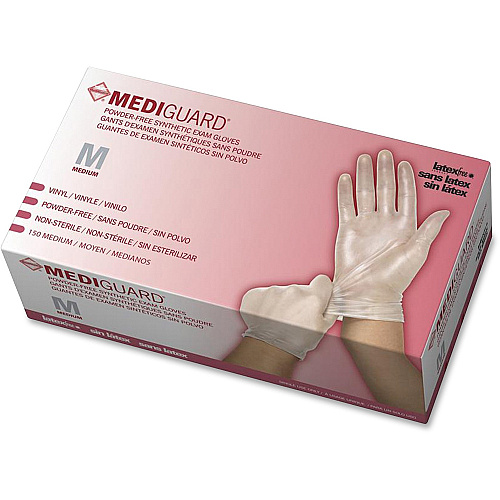 Medline MediGuard Vinyl Non-sterile Exam Gloves Medium Size - For Right/Left Hand - Clear - Latex-free, Durable - For Multipurpose, Laboratory Application - 150 / Box (6MSV512)