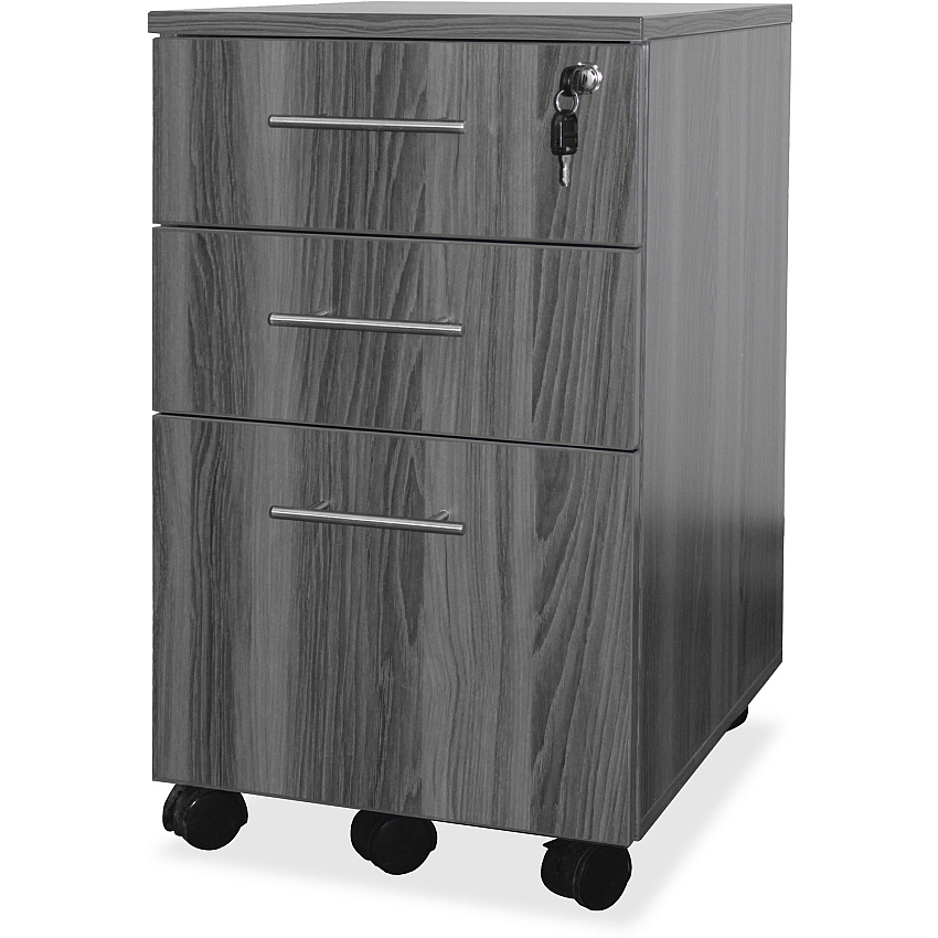 Mayline Medina Box/Box/File Mobile Pedestal 26.8" Height x 18" Width x 15.5" Depth - 3 x Box, File Drawer(s) - Material: Steel - Finish: Gray, Laminate - Stain Resistant, Water Resistant, Abrasion Resistant, Ball-bearing Suspension, Drawer Exte (MNBBFLGS)