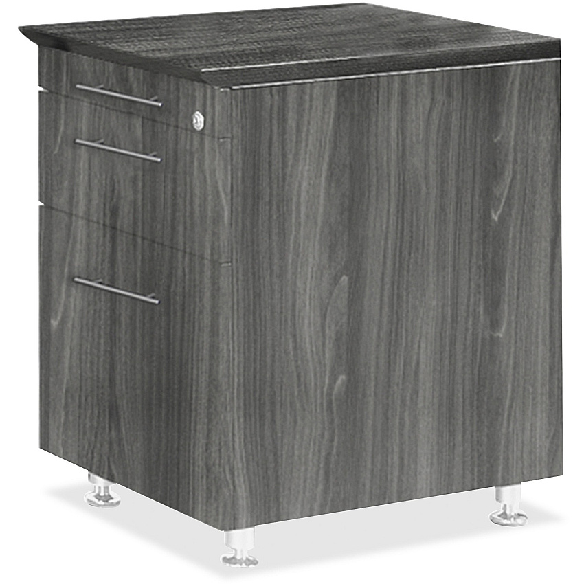Mayline Medina Series Pencil/Box/File Return Pedestal 26" Height x 18" Width x 15" Depth, x 1" Thickness Top - 3 x Storage, Box, File Drawer(s) - Beveled Edge - Material: Steel - Finish: Gray, Laminate, Silver - Stain Resistant, Water Resistant (MNBFPLGS)