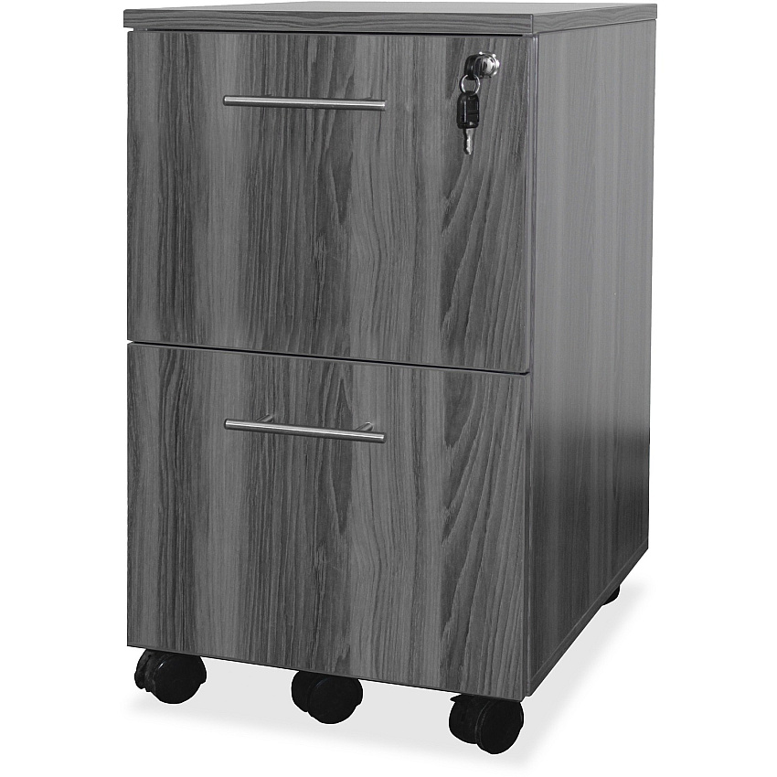 Mayline Gray Laminate File/File Mobile Pedestal File 26.8" Height x 18" Width x 15.5" Depth - 2 x File Drawer(s) - Material: Steel - Finish: Gray, Laminate - Stain Resistant, Water Resistant, Abrasion Resistant, Drawer Extension, Ball-bearing Su (MNFFLGS)