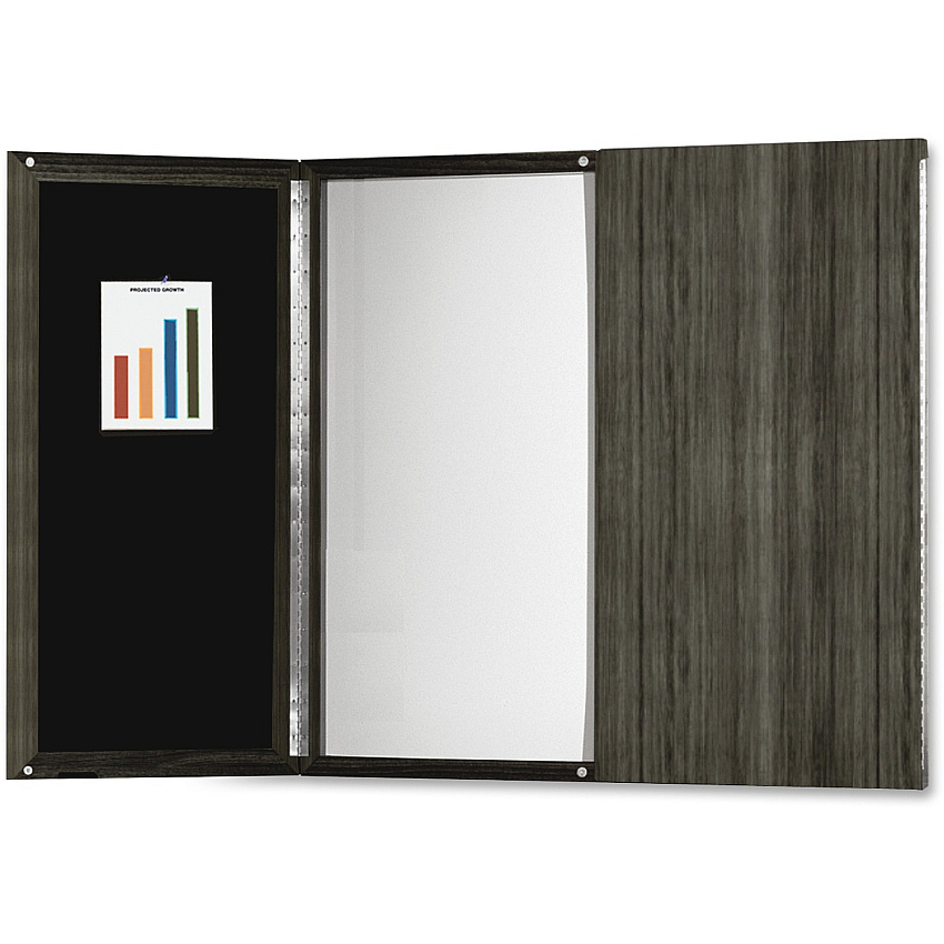 Mayline Gray Laminate Presentation Bulletin Board White Surface - Stain Resistant, Water Resistant, Ghost Resistant, Accessory Tray - 1 Each (MNPBLGS)