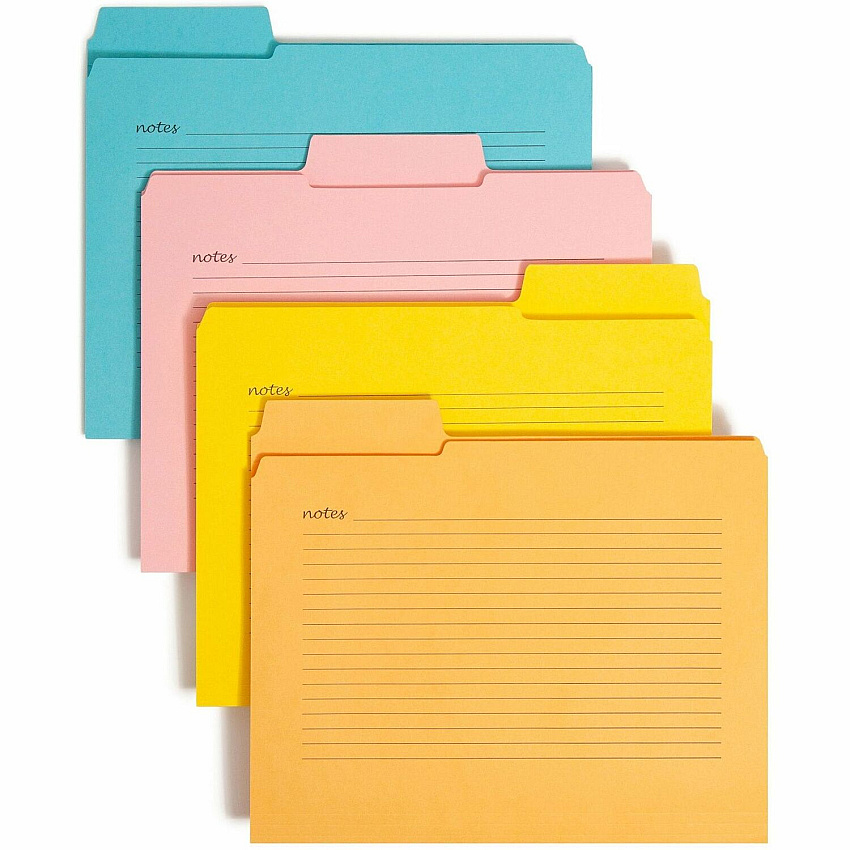 Smead SuperTab 1/3 Tab Cut Letter Recycled Top Tab File Folder 8 1/2" x 11" - 1 x 2K Fastener(s) - Top Tab Location - 11 pt. - 2 Plys - Pink, Yellow, Goldenrod, Aqua - Preprinted, Reinforced, Durable, Labeling Area - 10% Recycled - 24 / Pack (11974)