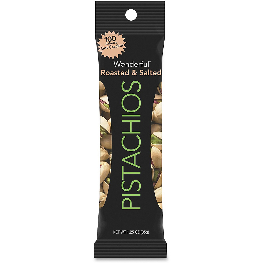 Wonderful Roasted & Salted Pistachios Cholesterol-free - Pistachio - 1.25 oz - 12 / Box (91345)