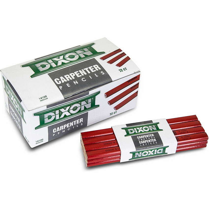 Dixon Economy Flat Carpenter Pencils Medium Point - Red Lead - 1 Dozen (14100)