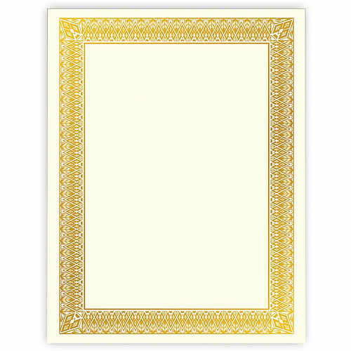 FranklinCovey Geographics Gold Foil Certificate - LengthLaser, Inkjet Compatible - Gold with Gold Border - 15 / Pack (47829)