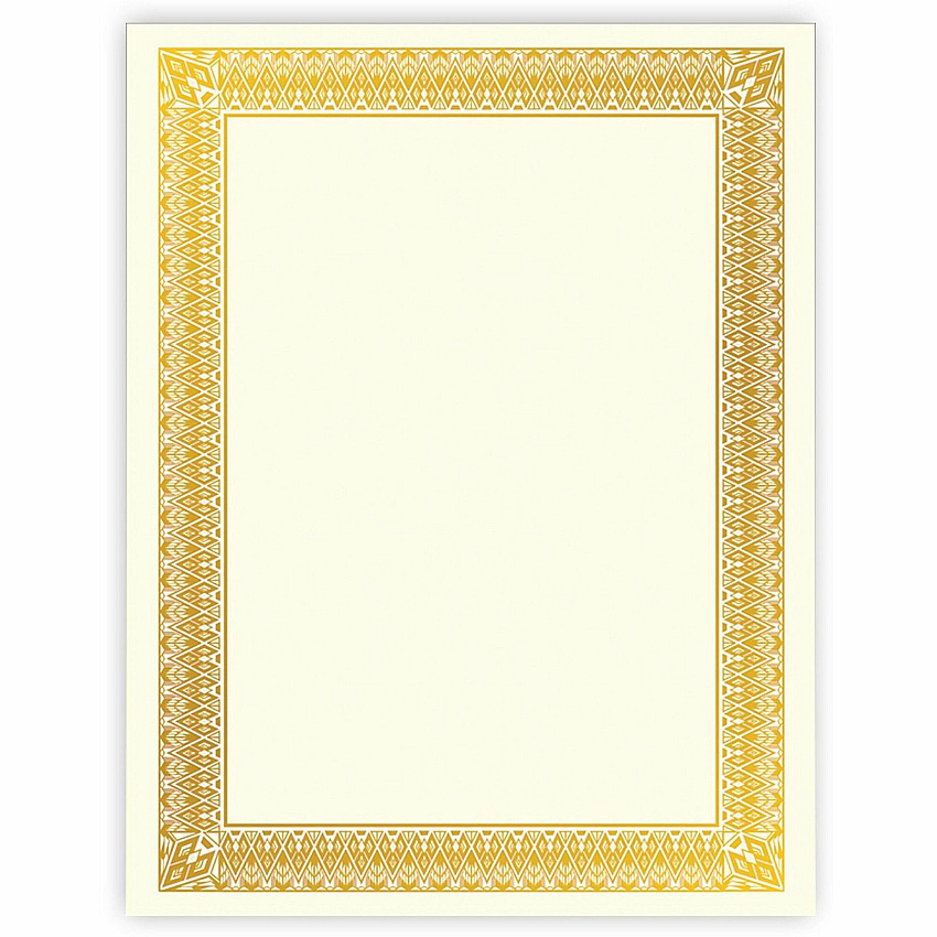 FranklinCovey Geographics Gold Foil Certificate - LengthLaser, Inkjet Compatible - Gold with Gold Border - 15 / Pack (47829)