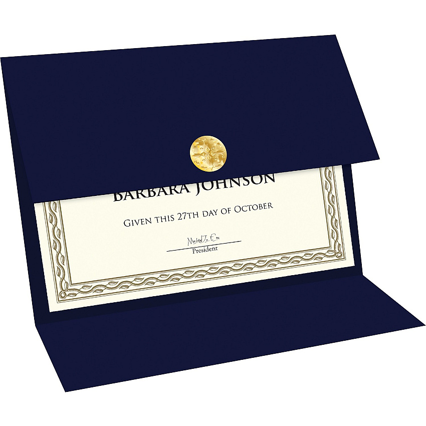 FranklinCovey Geographics Recycled Certificate Holder Navy - 30% Recycled - 5 / Pack (47837)