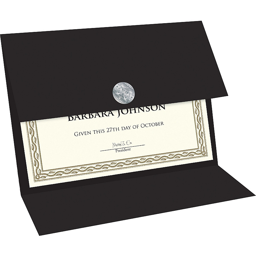 FranklinCovey Geographics Recycled Certificate Holder Black - 30% Recycled - 5 / Pack (47838)