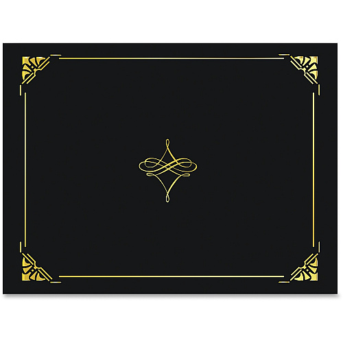 FranklinCovey Geographics Letter Recycled Certificate Holder 8 1/2" x 11" - Black, Gold - Damage Resistant, Die-cut, Sturdy - 30% Recycled - 5 / Pack (47840)