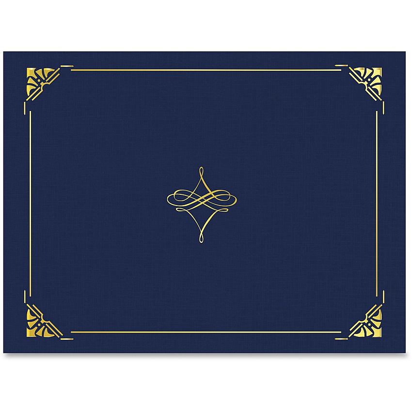 FranklinCovey Geographics Letter Recycled Certificate Holder 8 1/2" x 11" - Blue, Gold - Damage Resistant, Die-cut, Sturdy - 30% Recycled - 5 / Pack (47841)