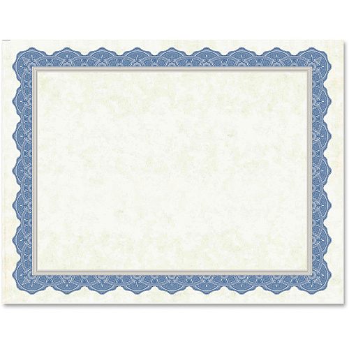 FranklinCovey Geographics Drama Blue Border Blank Certificates 8.5" Width x 11" Length - Inkjet, Laser Compatible - Blue Border - 15 / Pack (47849)