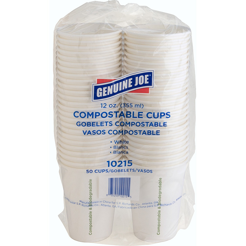 Genuine Joe 12 oz Eco-friendly Paper Cups 12 fl oz - White - Paper - 50 / Pack (GJO10215)