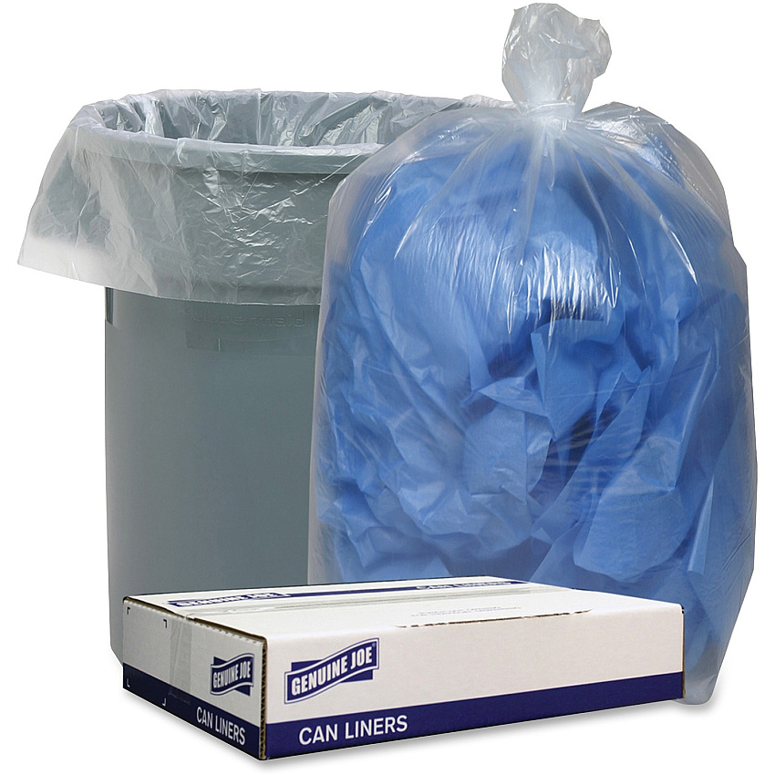 Genuine Joe Low Density Can Liners 45 gal Capacity - 46" Length x 40" Width x 1.40 mil (36 Micron) Thickness - Low Density - Clear - Recycled - 100 / Carton (GJO29130)