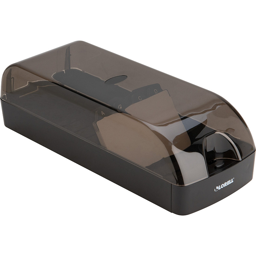 Lorell Desktop Business Card File 650 Card Capacity - Black, Smoke (LLR01029)