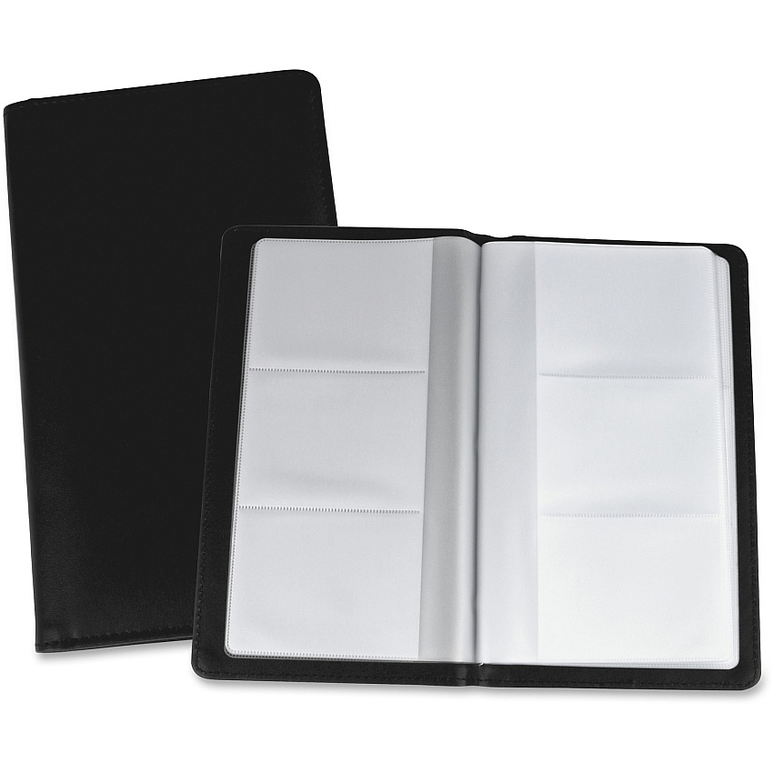 Lorell Business Card Storage Holder 0.7" Height x 4.8" Width x 7" Depth - Vinyl, Plastic - Black, Clear - Compact - 1 Each (LLR01030)