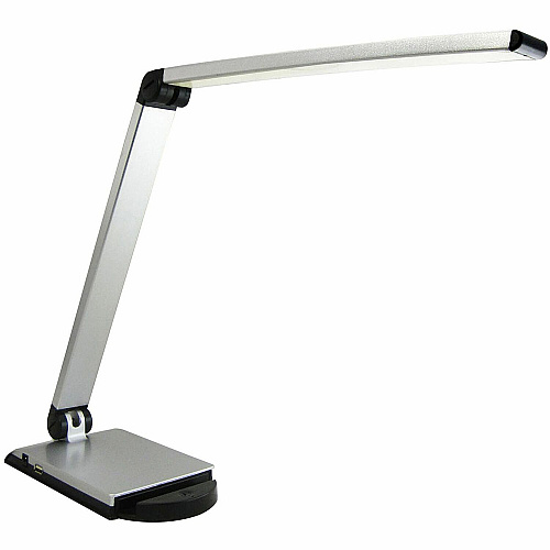 Lorell Smart Device Slot/USB Task Light 8 W LED Bulb - USB Charging, Dimmable - Aluminum, Plastic - Desk Mountable - Silver - for Desk, Table, Indoor (LLR13201)
