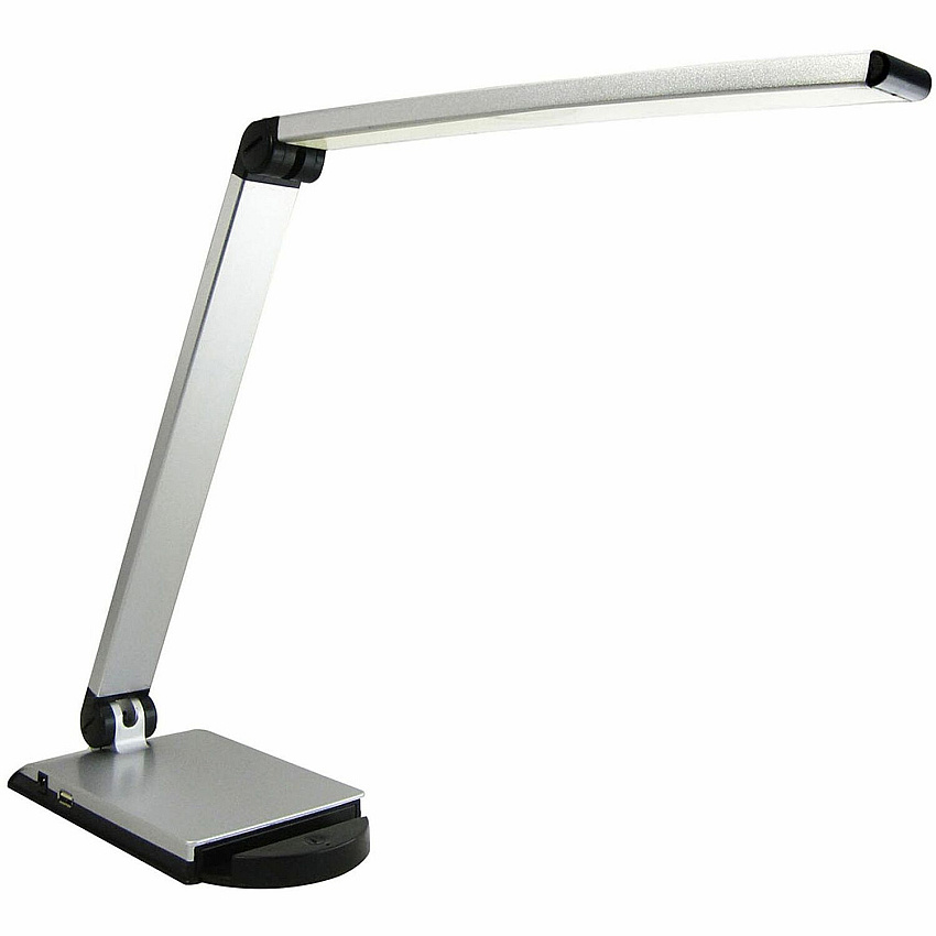 Lorell Smart Device Slot/USB Task Light 8 W LED Bulb - USB Charging, Dimmable - Aluminum, Plastic - Desk Mountable - Silver - for Desk, Table, Indoor (LLR13201)