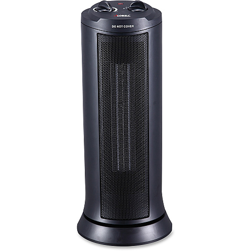 Lorell 17" Ceramic Tower Heater Ceramic - Electric - 800 W to 1500 W - 2 x Heat Settings - 100 Sq. ft. Coverage Area - 1500 W - Indoor - Tower - Black (LLR33558)