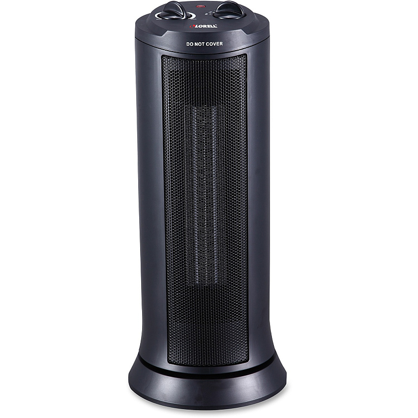 Lorell 17" Ceramic Tower Heater Ceramic - Electric - 800 W to 1500 W - 2 x Heat Settings - 100 Sq. ft. Coverage Area - 1500 W - Indoor - Tower - Black (LLR33558)