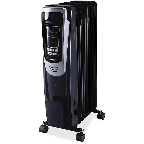 Lorell LED Display Mobile Radiator Heater Electric - 600 W to 1500 W - 3 x Heat Settings - 150 Sq. ft. Coverage Area - 1500 W - Black (LLR33568)