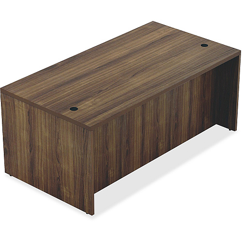 Lorell Chateau Series Rectangular desk Reeded Edge - Material: P2 Particleboard - Finish: Walnut, Laminate - Durable, Modesty Panel, Grommet, Cord Management - For Office (LLR34301)