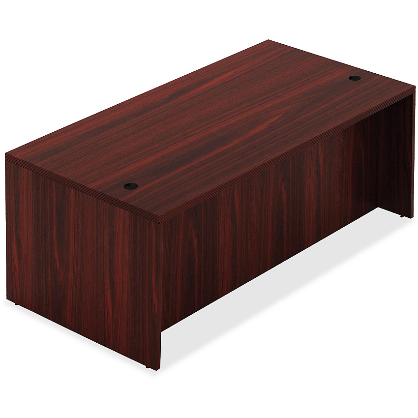 Lorell Chateau Series Rectangular desk 30" Height x 66.1" Width x 29.5" Depth Table, x 1.5" Thickness Table Top - Reeded Edge - Material: P2 Particleboard - Finish: Mahogany Laminate - Durable, Modesty Panel, Grommet - For Office (LLR34302)